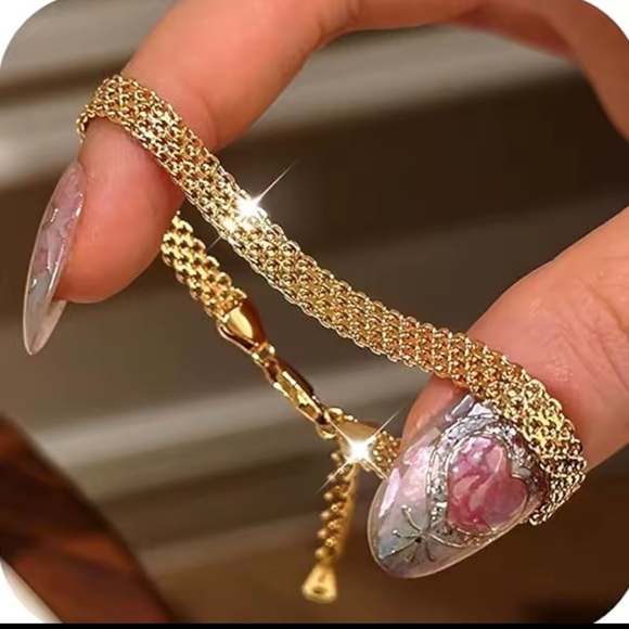 Anthropologie Jewelry - Elegant 18K Gold Sterling Silver 925 Chain Bracelet